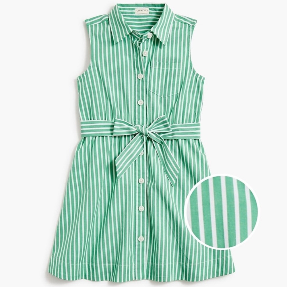Crewcuts Green and White Striped Shirt Dress
